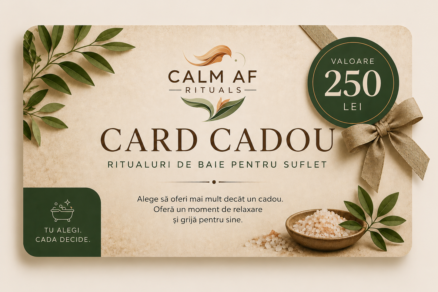 Card cadou pentru ceai de baie si sare de plante, sare Epsom, si uleiuri esentiale