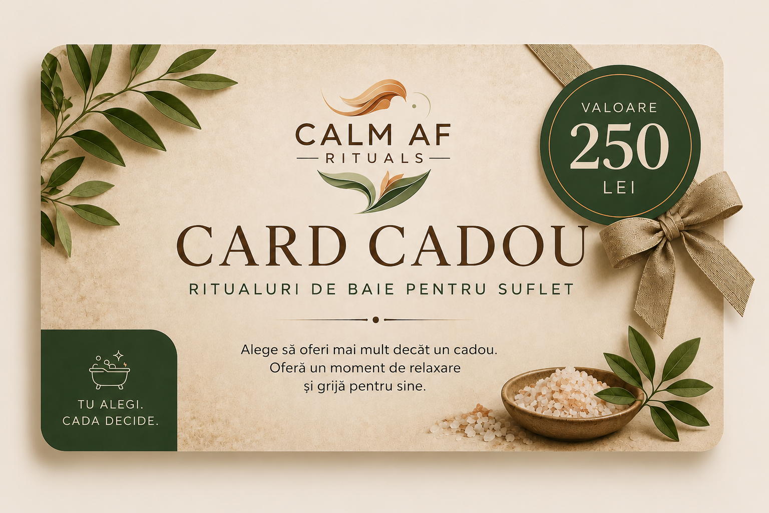 Card cadou pentru ceai de baie si sare de plante, sare Epsom, si uleiuri esentiale