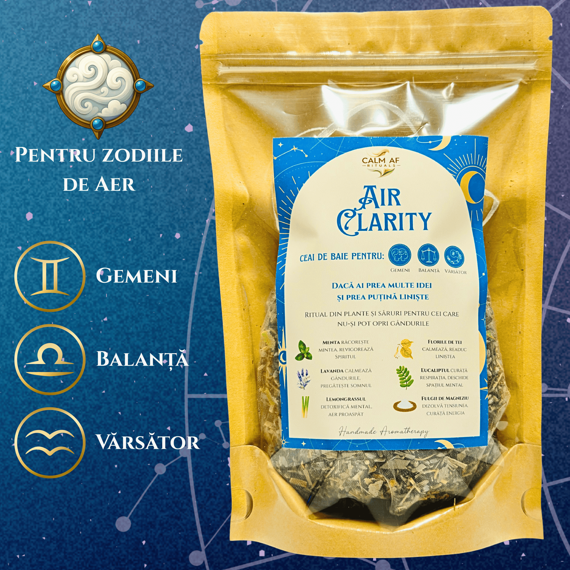Ceai de baie cu menta, plante, fulgi de magneziu si uleiuri esentiale