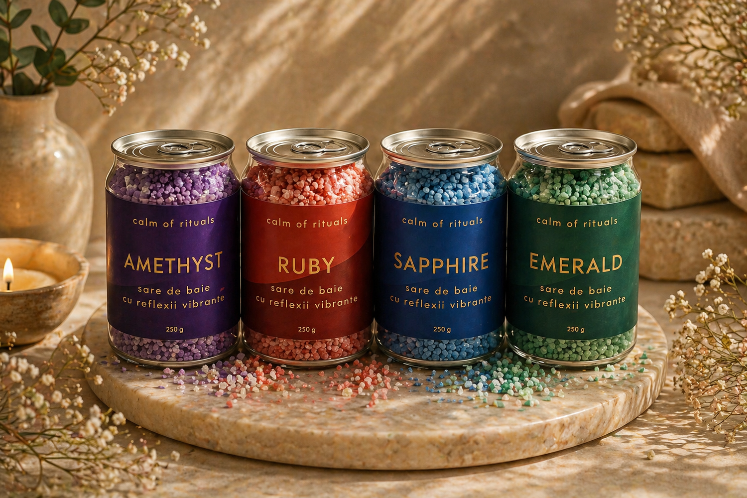 Sare de baie shimmery cu arome si uleiuri esentiale