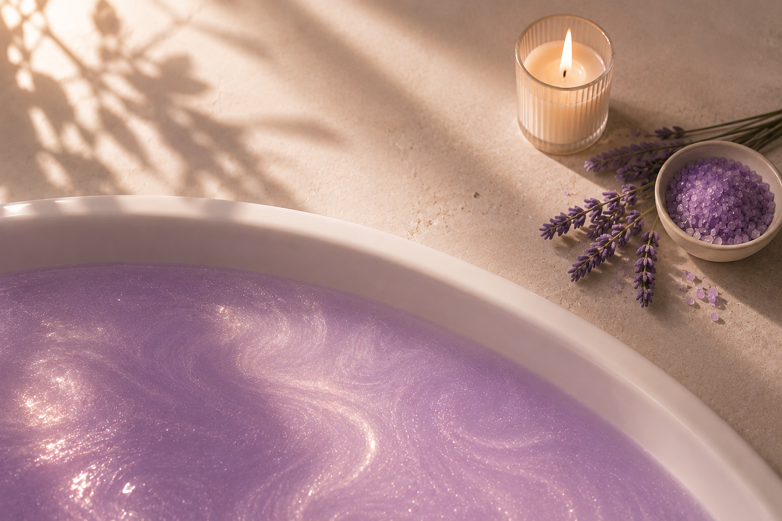 Sare de baie shimmery cu parfum de lavanda si uleiuri esentiale